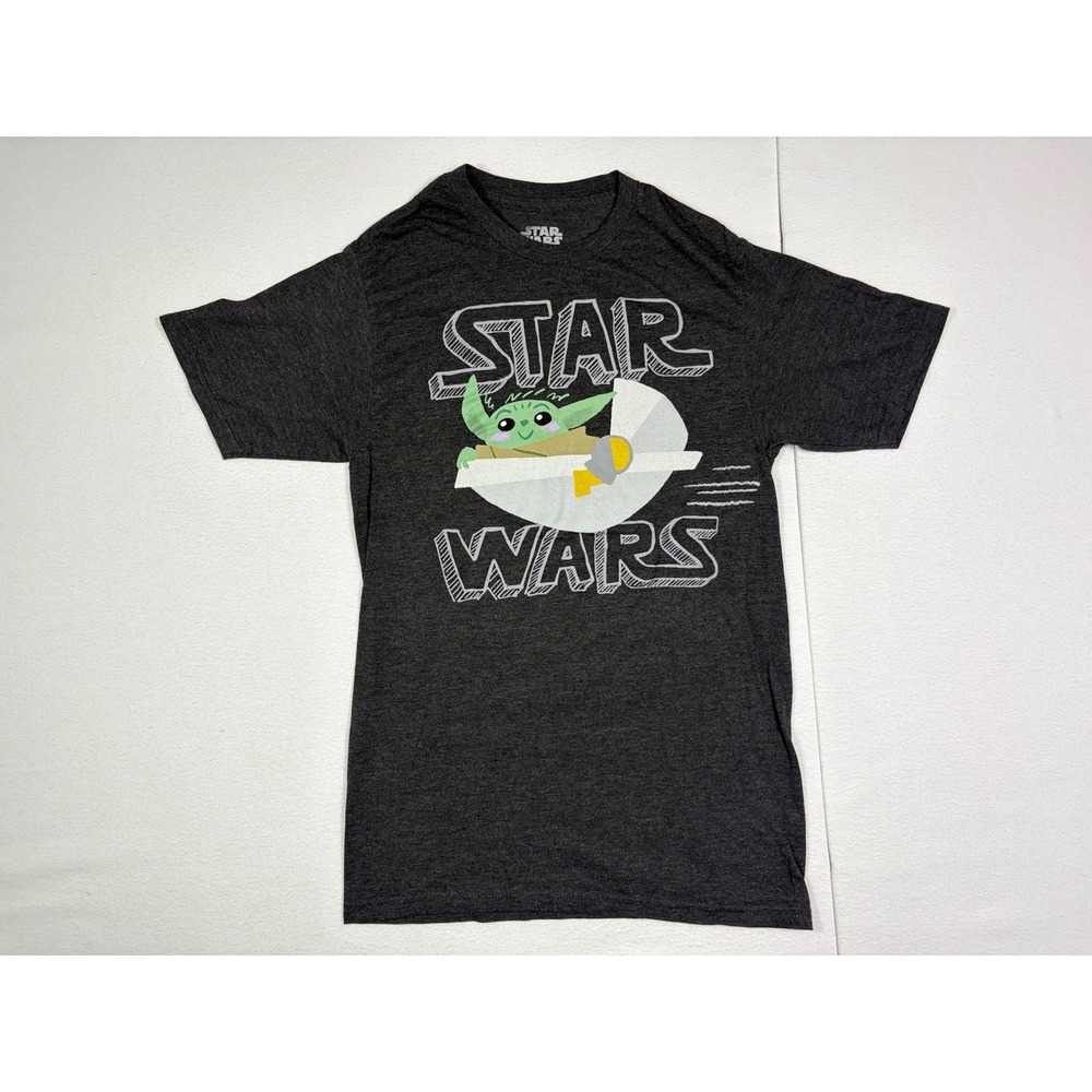 Star Wars Mad Engine Grogu Baby Yoda Graphic T-Shirt Charcoal Gray Mens Medium
